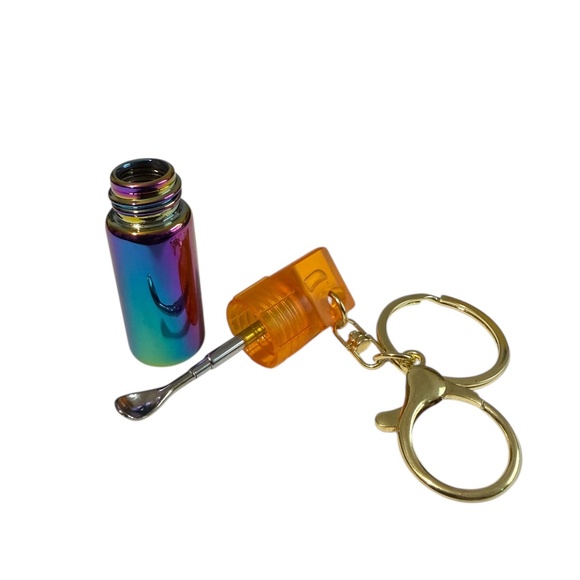 mini glass spice dispenser keychain: extending spoon scoop snuff storage stash - Picture 8 of 14